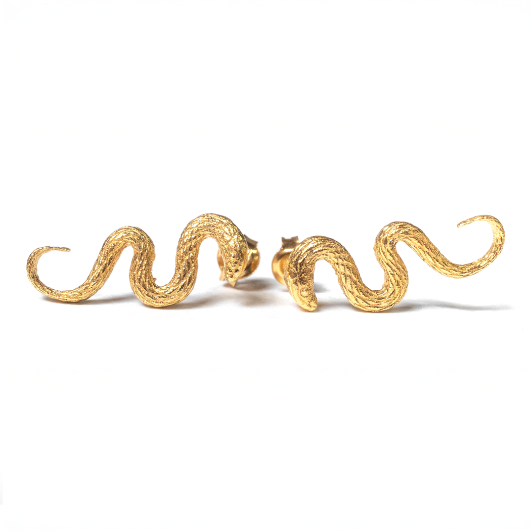 EST Gold Snake Stud Earrings