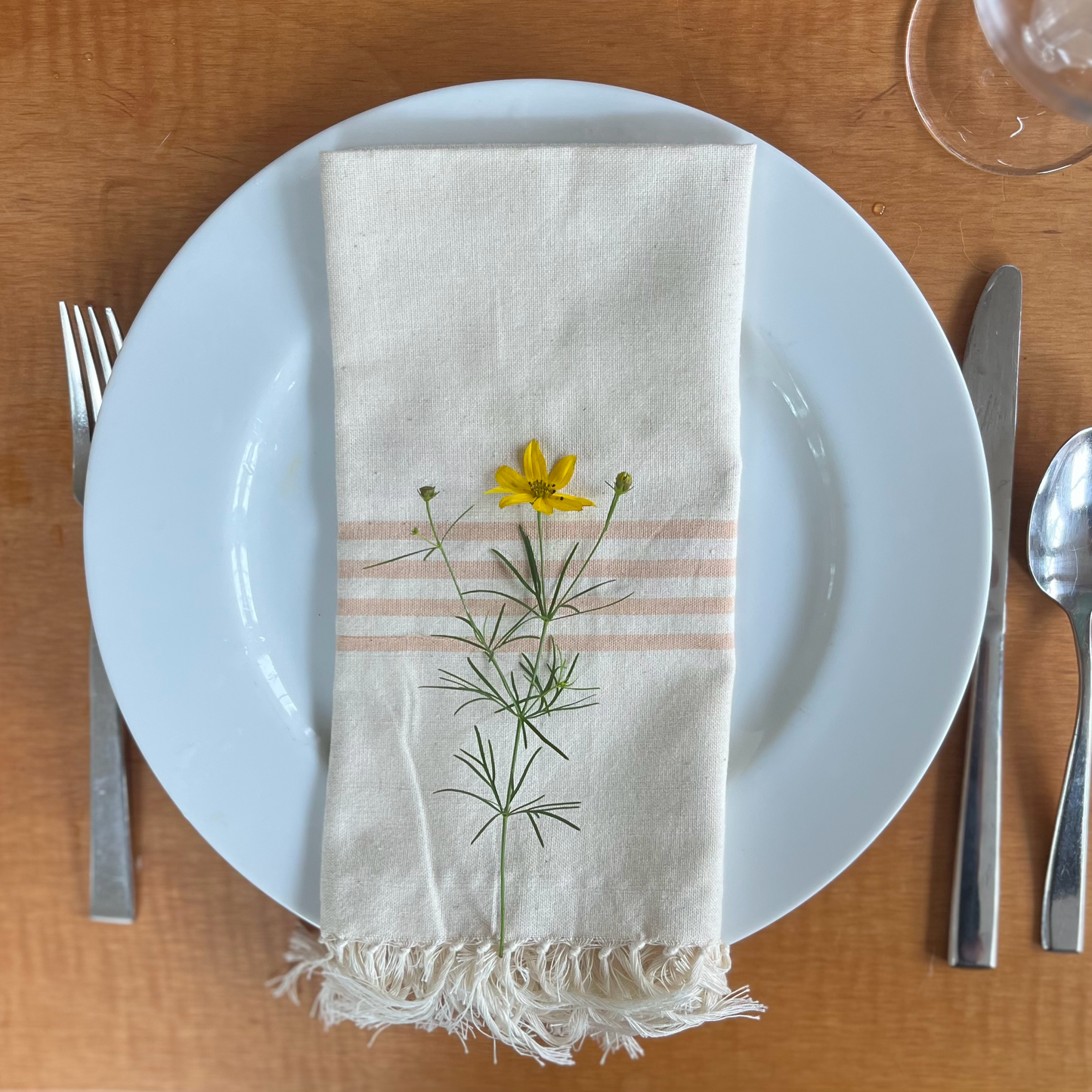 Hand Woven Napkin - White and Gold