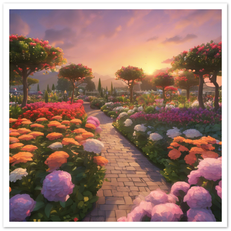 Sunset Flower Garden - Quality Matte Paper Poster