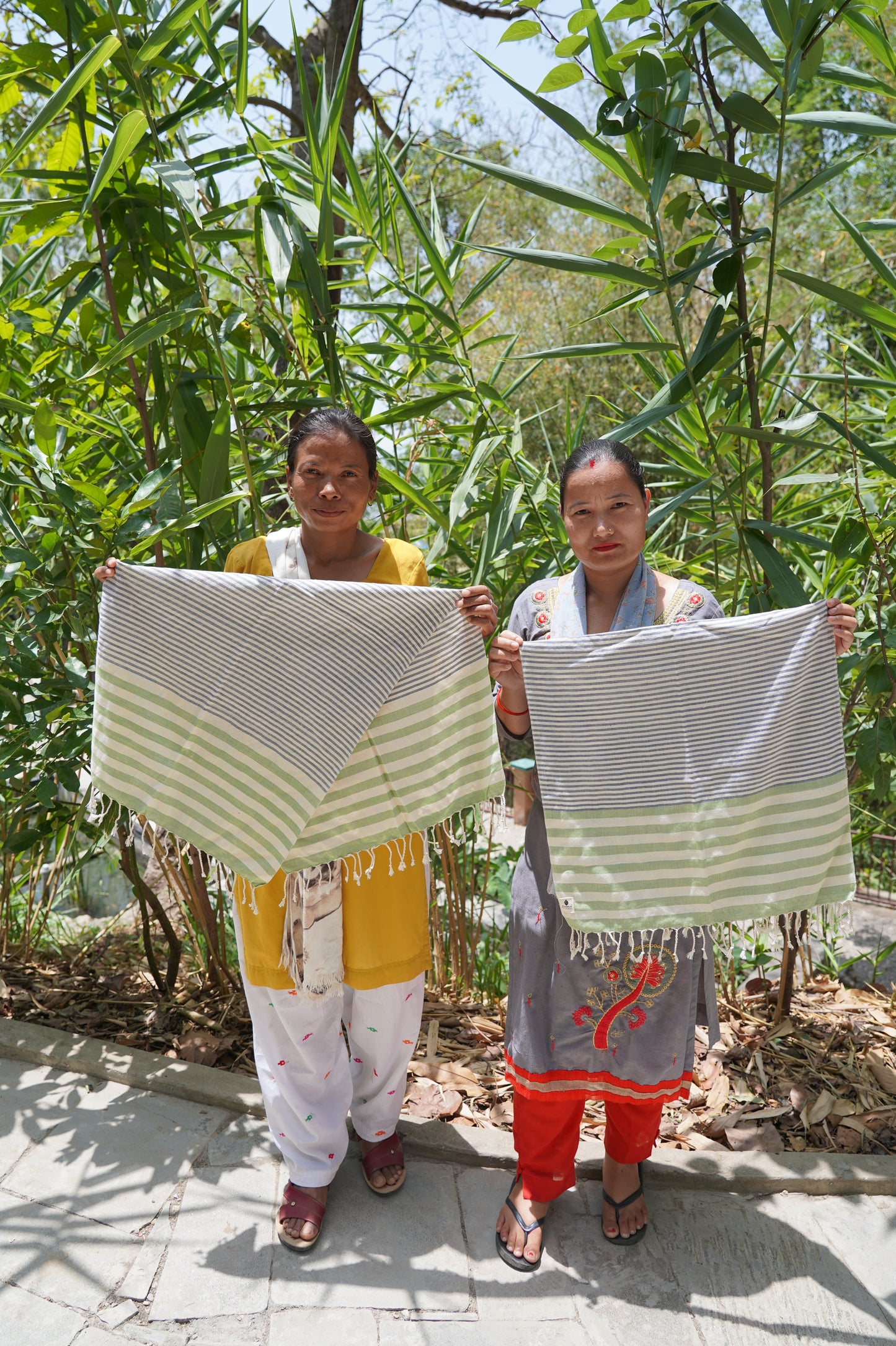 Hand towel - Green and Blue Stripe
