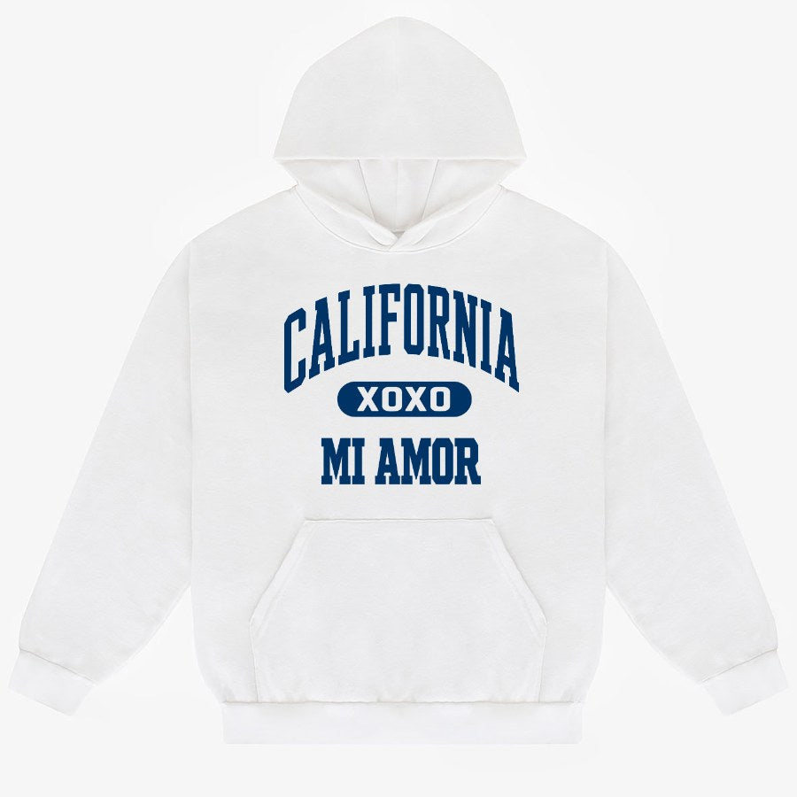 CAL Mi Amor Heavyweight Hoodie - Navy Print HF-09 - LA Apparel - Heavyweight Hoodie