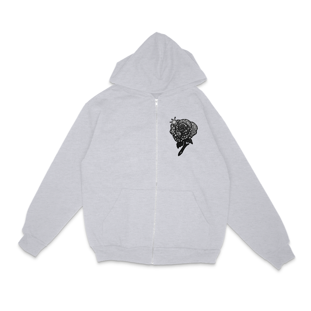 Black Flower Zip Hoodie 3