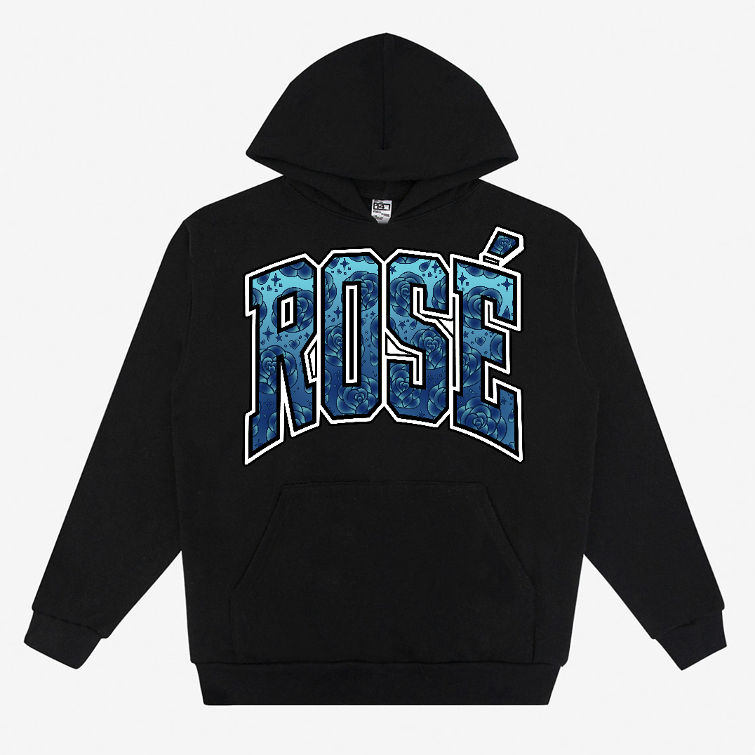 MONOCHROME FLOWERS HOODIE [NAVY]