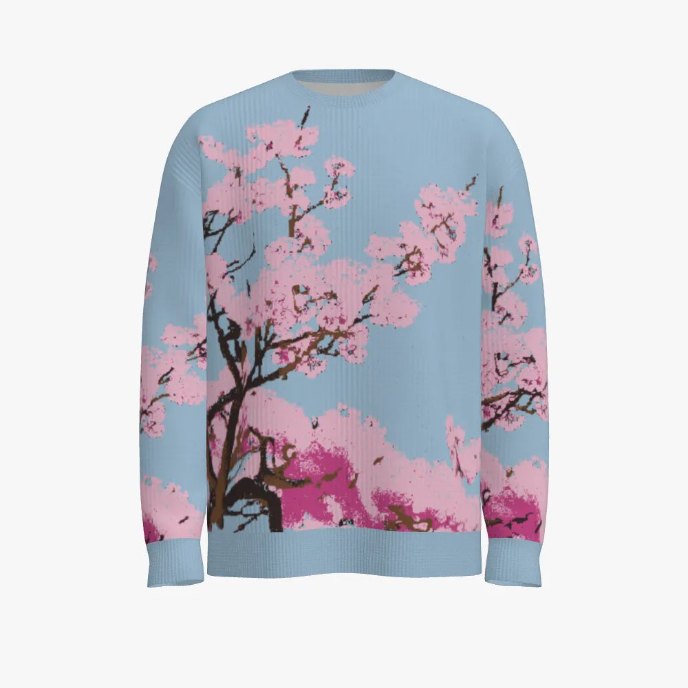 Plum Blossom Men's Oversized Crew Neck Pullover