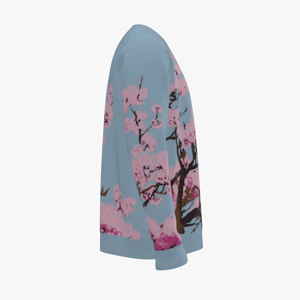 Plum Blossom Men's Oversized Crew Neck Pullover