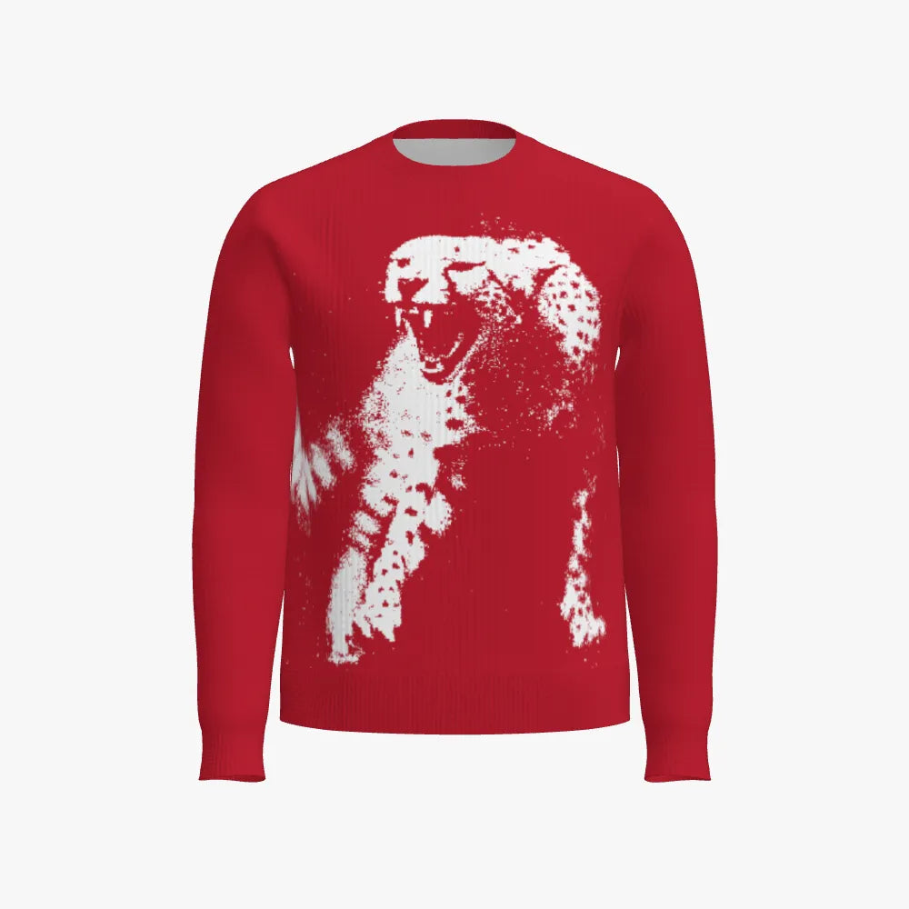 Cheetah1 (Red Cotton) Men's Crew Neck Pullover