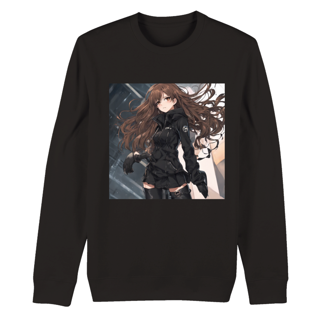 Brunette Anime Girl - Crewneck Sweatshirt