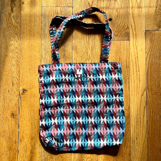 Woven Traditional Tote Bag - Blue