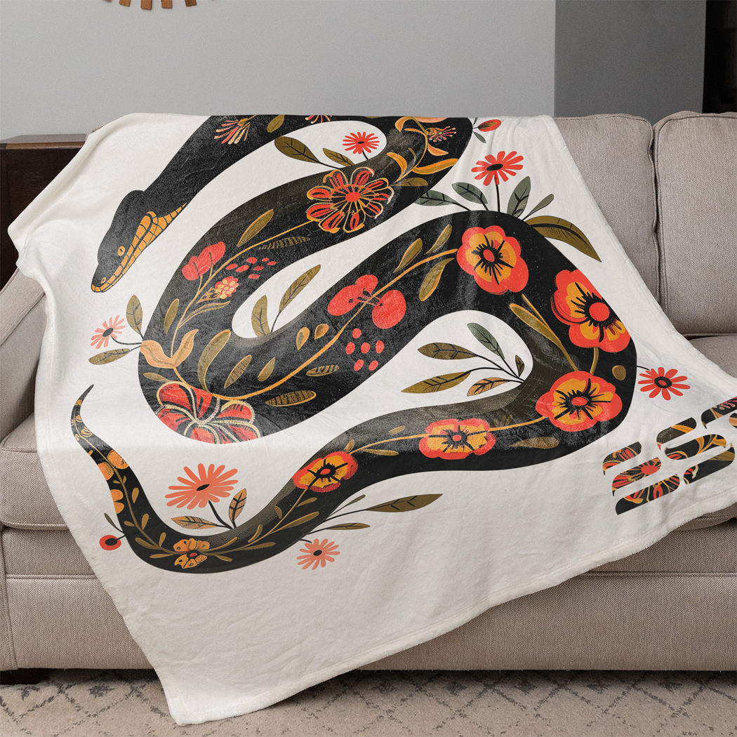 EST Floral Year of the Snake Fleece Blanket