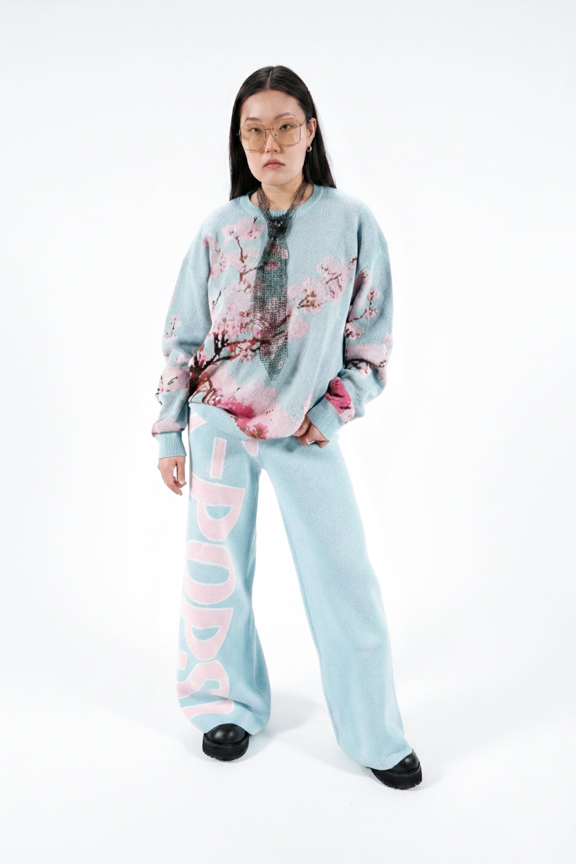 Plum Blossom Men's Oversized Crew Neck Pullover