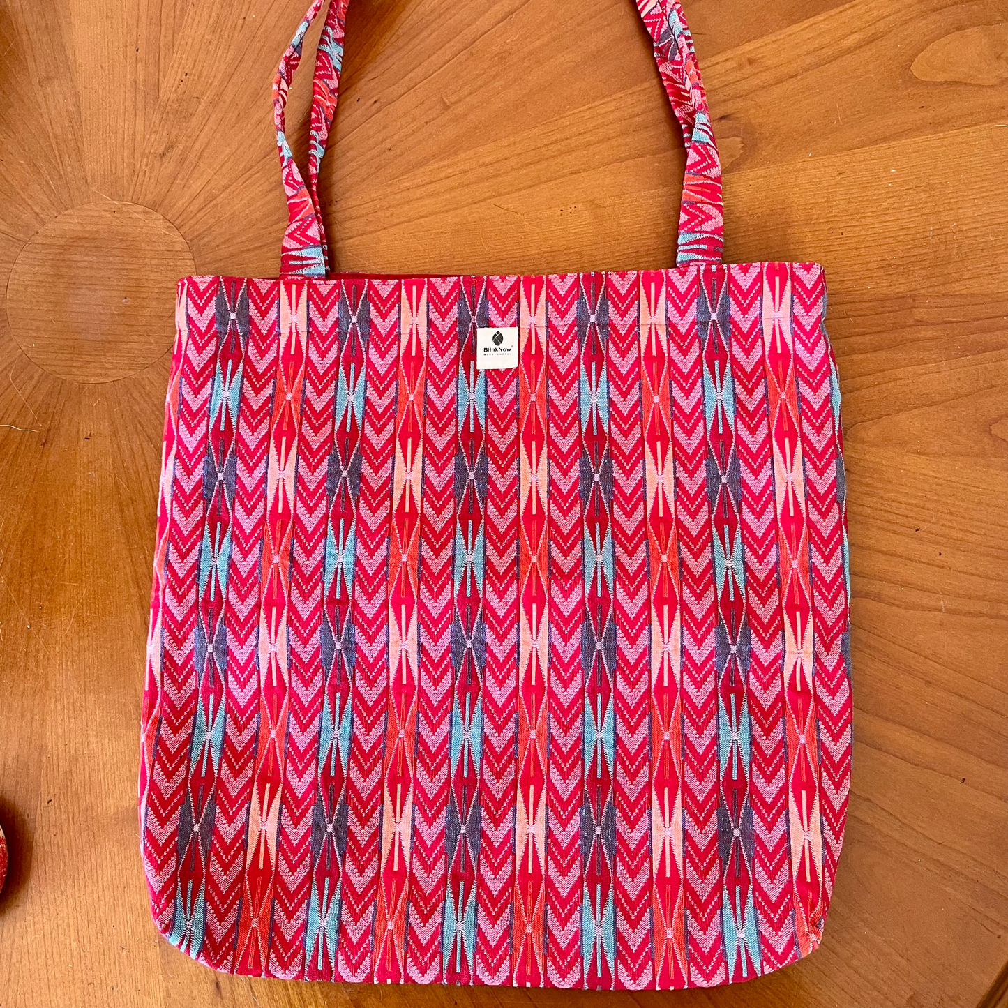 Woven Traditional Tote Bag - Red