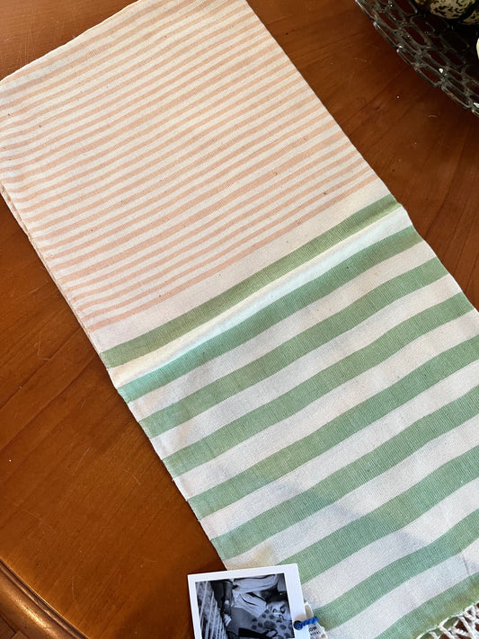 Hand Towel - Green and Gold Stripe