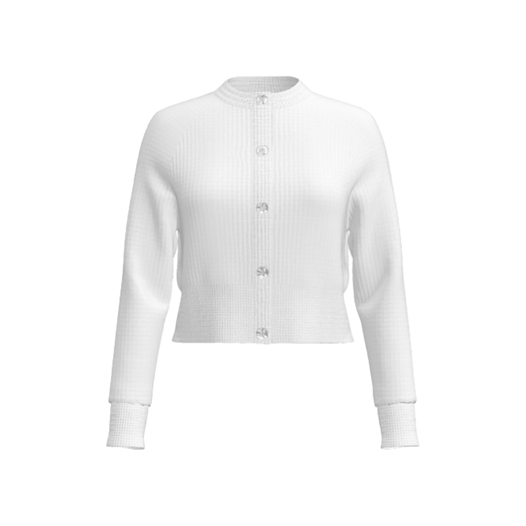 Women's Cropped Woven Cashmere Cardigan