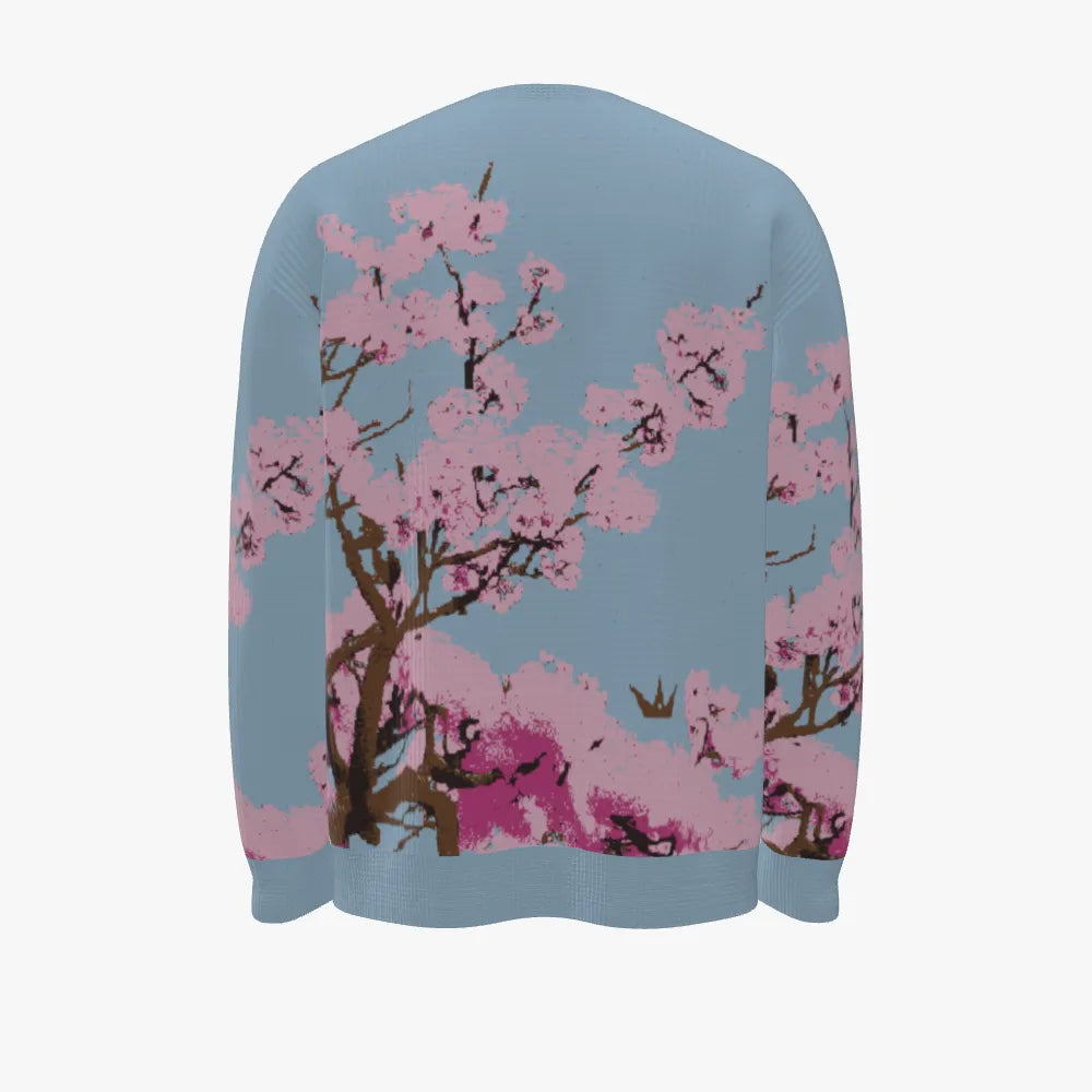 Plum Blossom Men's Oversized Crew Neck Pullover