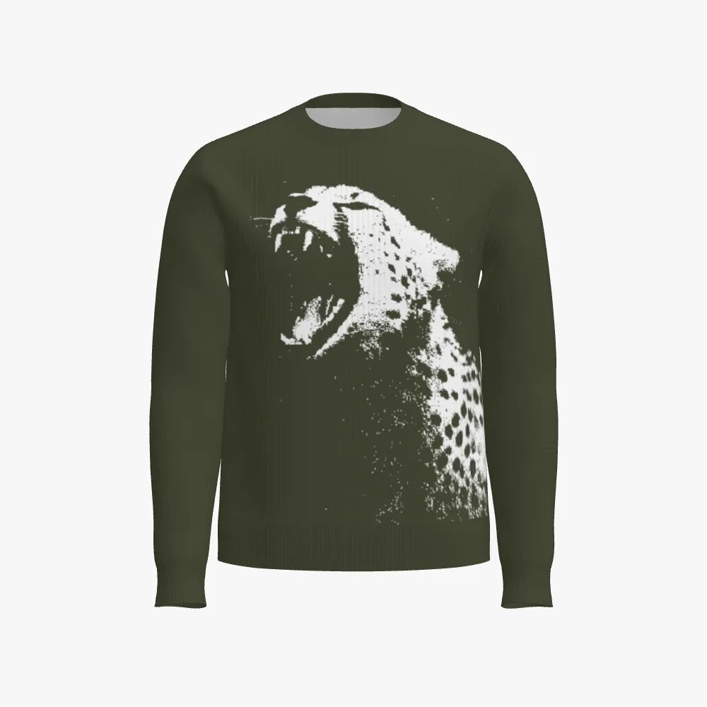 Cheetah (Olive Cotton) Men's Crew Neck Pullover