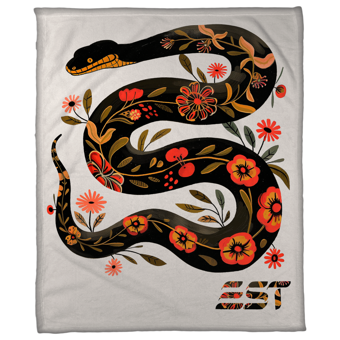 EST Floral Year of the Snake Fleece Blanket