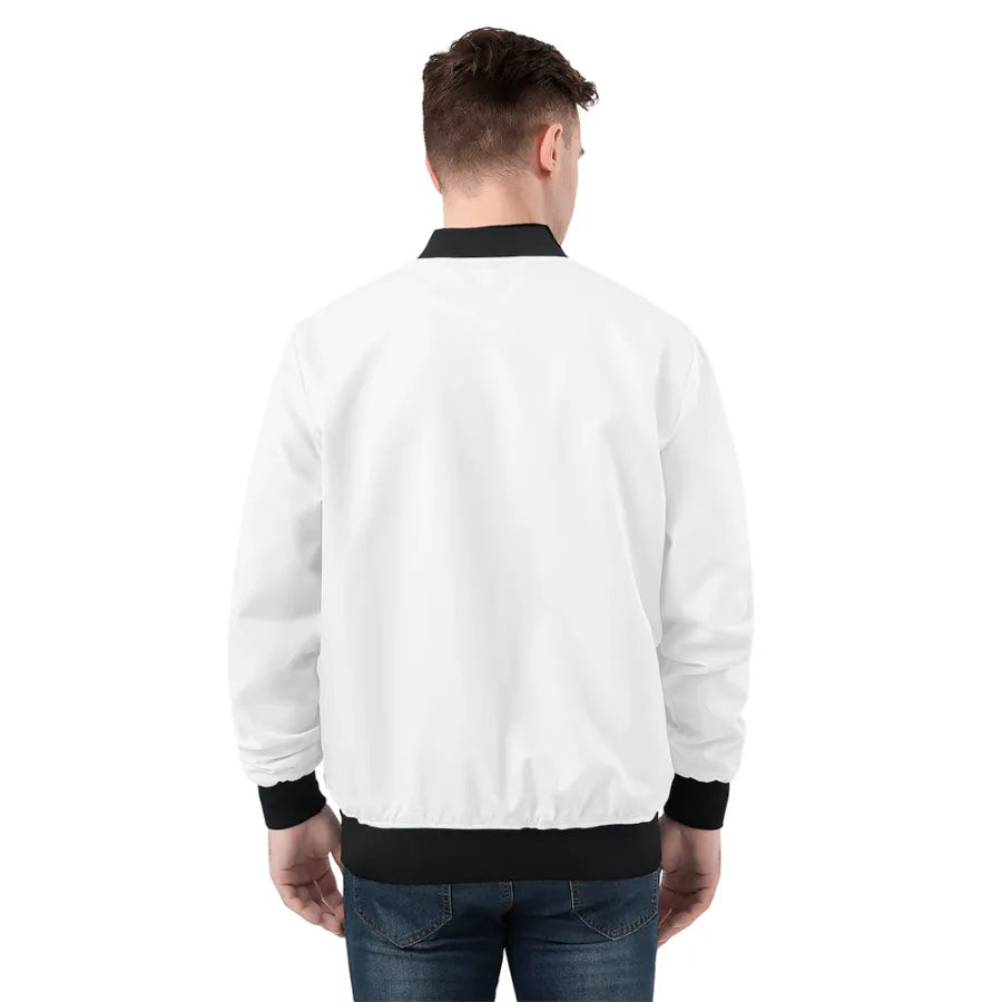 Men's Collarless Zip Up Bomber Jacket
