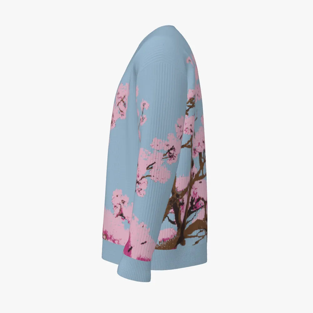 Plum Blossom Men's Oversized Crew Neck Pullover