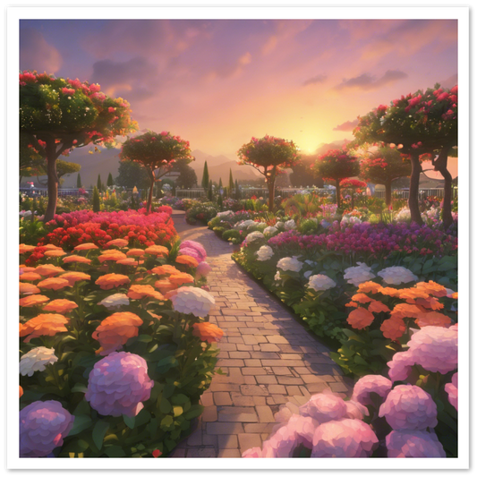 Sunset Flower Garden - Quality Matte Paper Poster