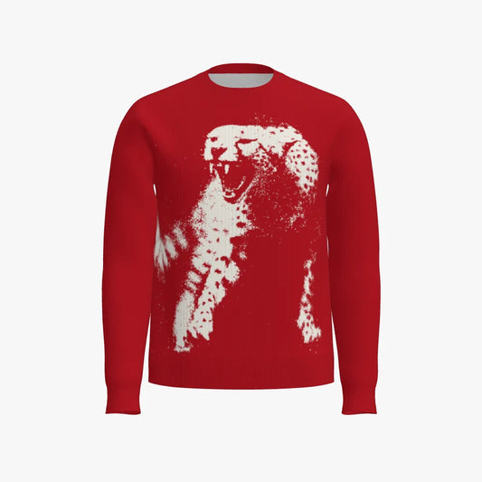 Cheetah1 (Red Cashmere) Men's Crew Neck Pullover