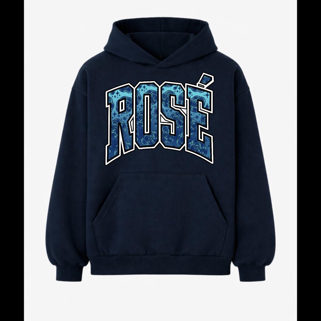 MONOCHROME FLOWERS HOODIE [NAVY]