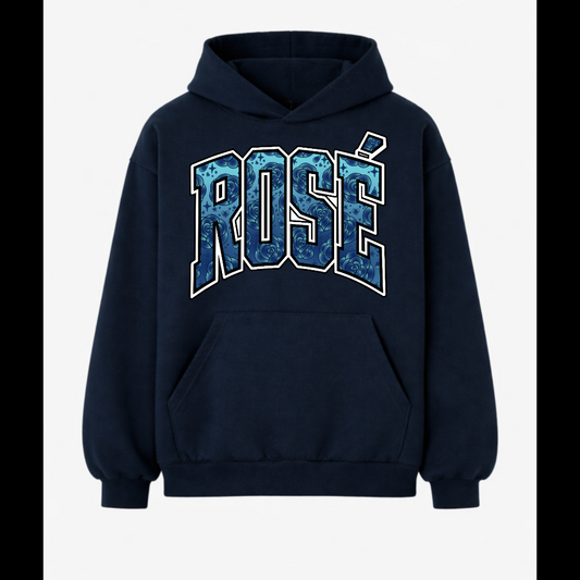 MONOCHROME FLOWERS HOODIE [NAVY]