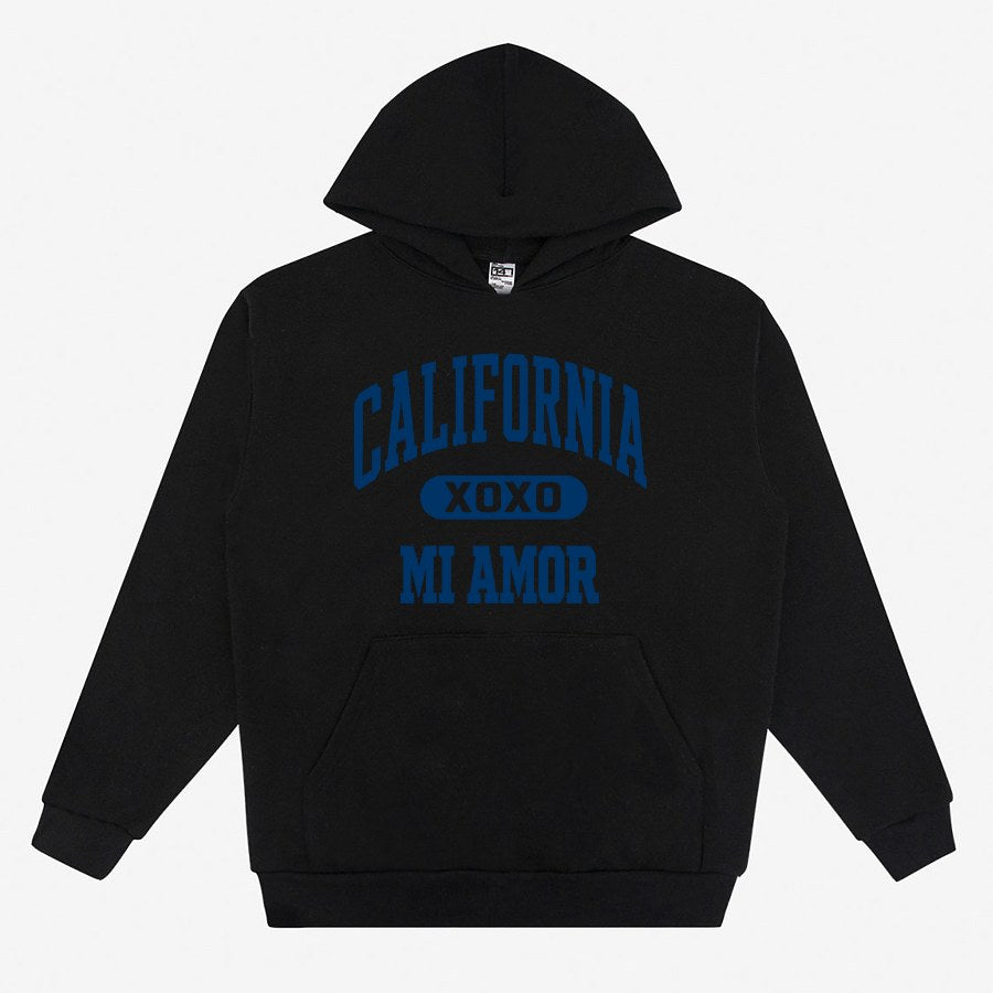 CAL Mi Amor Heavyweight Hoodie - Navy Print HF-09 - LA Apparel - Heavyweight Hoodie