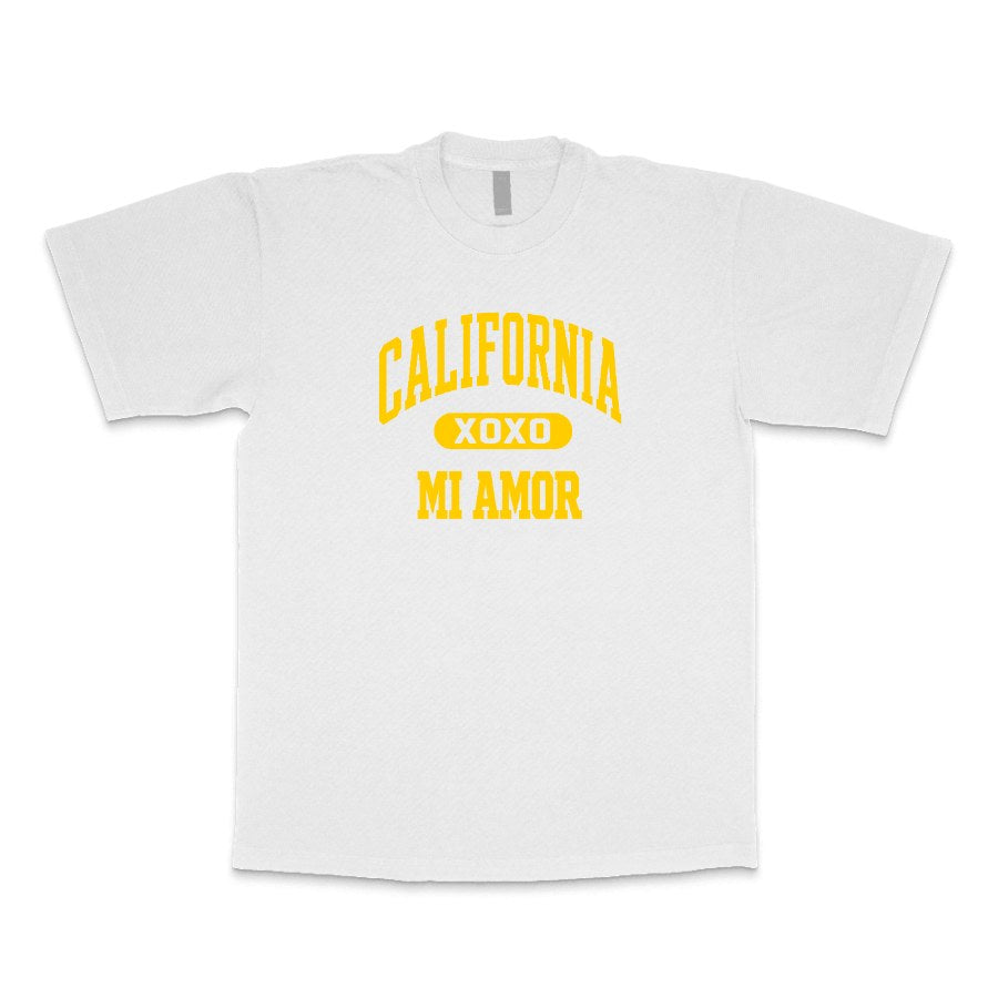 CAL Mi Amor Heavyweight T-shirt - Gold Print 1801GD - LA Apparel - Heavyweight T-shirt