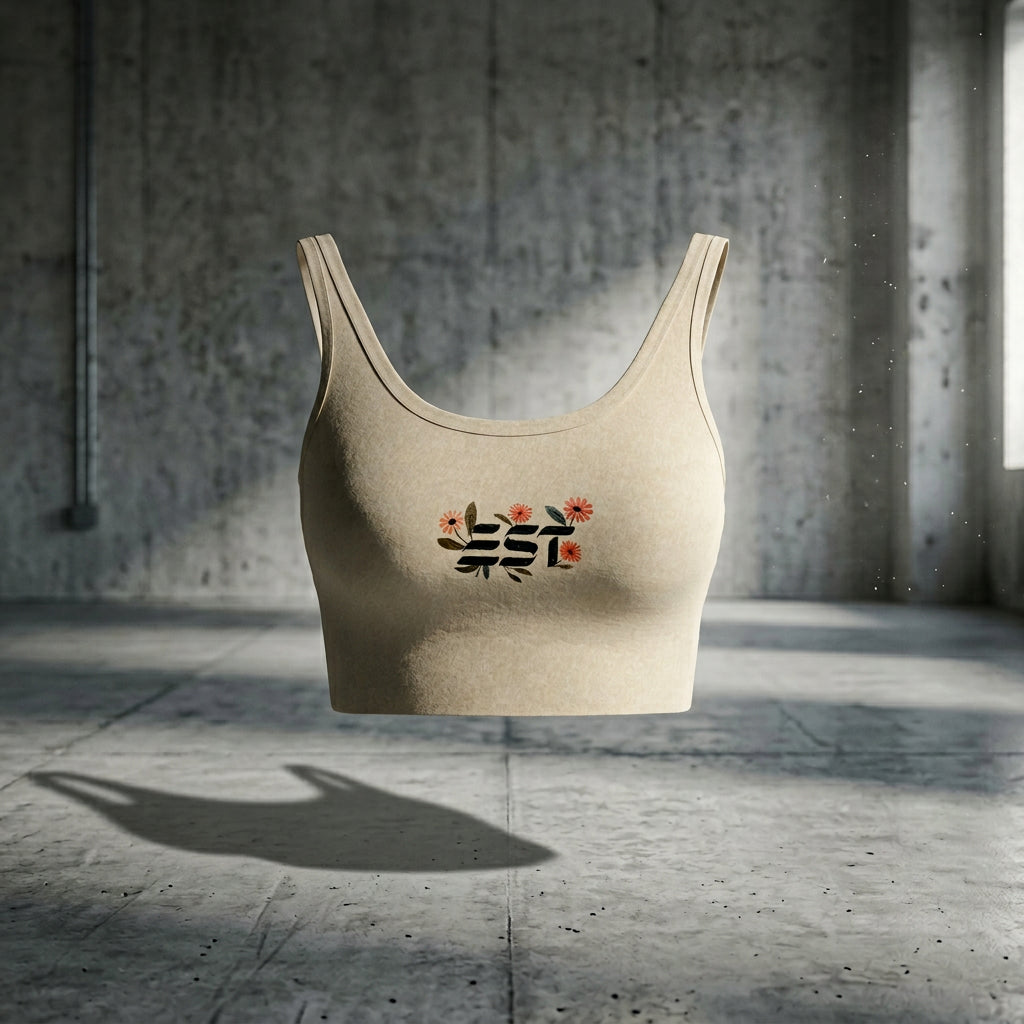 EST Floral Snake Crop Tank — concrete editorial