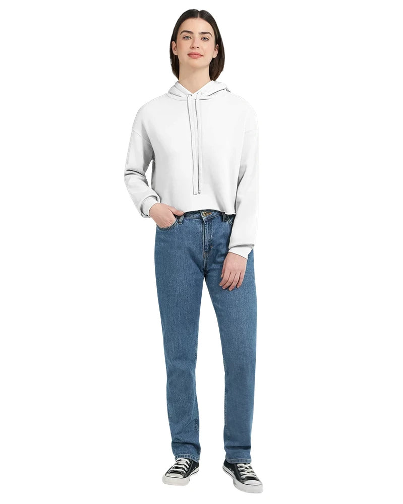 Cropped Raw Edge Fleece Hoodie, 8 oz.